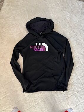 The North Face Black Hoodie with Pink & White Logo Arc
